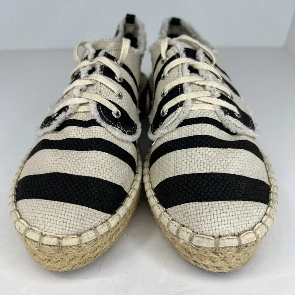 DV By Dolce Vita Womens Cream Black Striped Espadrille Canvas Size 9.5 Sneakers